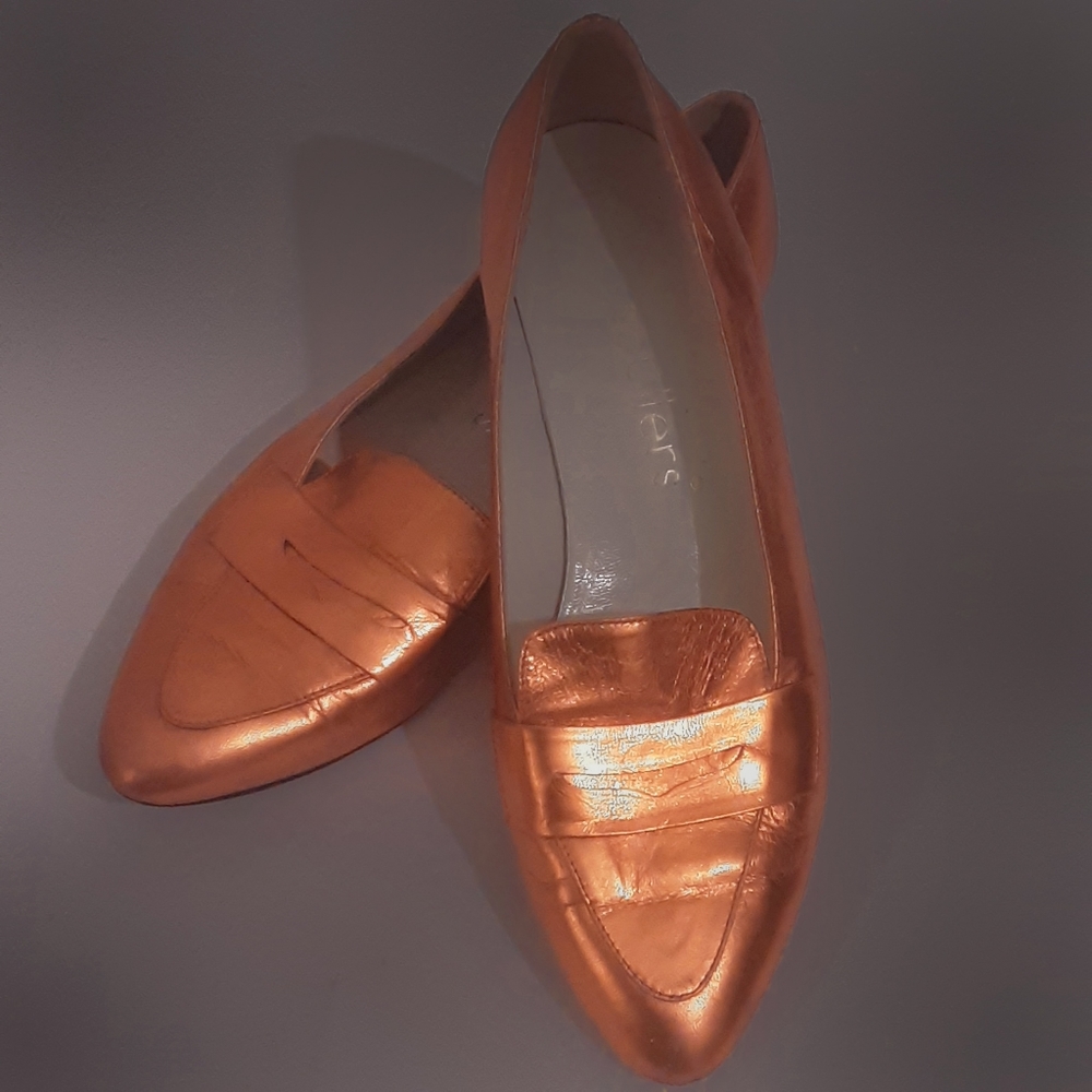 VNTG  Souliers loafer metallic copper leather sz 7